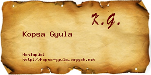 Kopsa Gyula névjegykártya